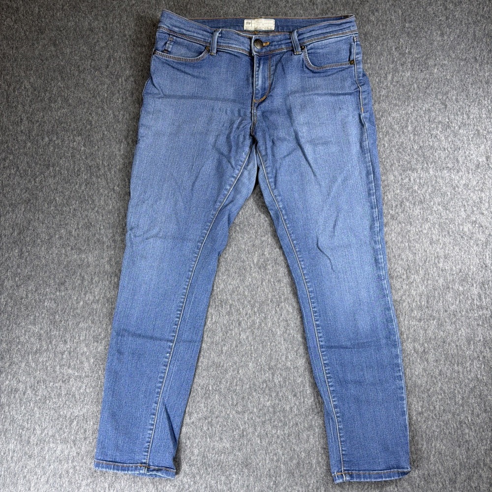 Free People Jeans Womens 29 Blue Skinny Ankle Fray Stretch Denim